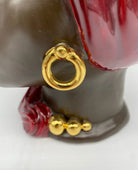 Teste di Moro Anubi Ceramica Caltagirone cm H.29 L.20 Artigianale Bordeaux Marrone Oro DD CERAMICHE SICILIANE