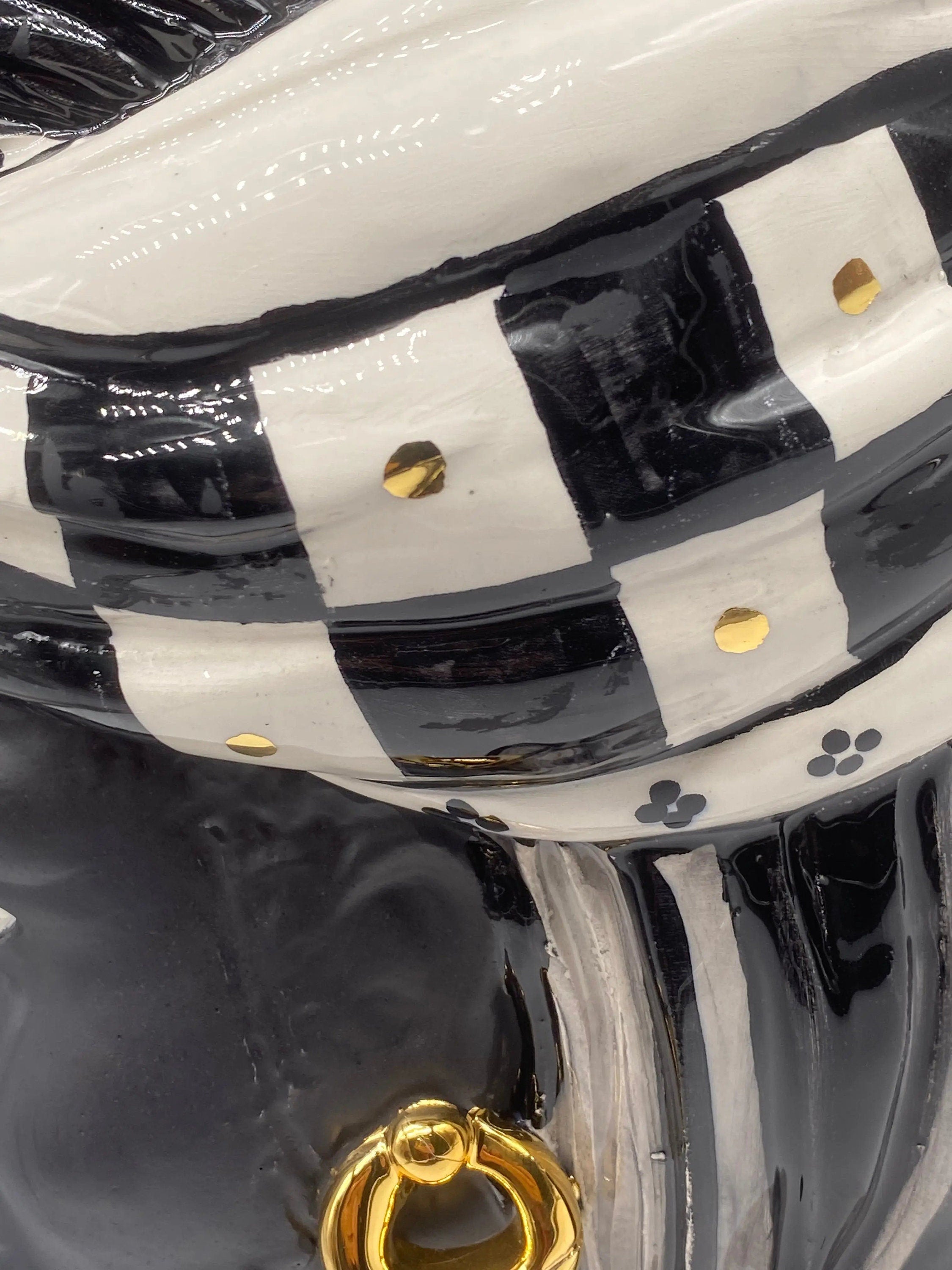 Teste di Moro Anubi Ceramica Caltagirone cm H.29 L.20 Artigianale Decoro n.1 DD CERAMICHE SICILIANE