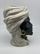 Teste di Moro Anubi Ceramica Caltagirone cm H.29 L.20 Artigianale Grigio Nero Oro DD CERAMICHE SICILIANE