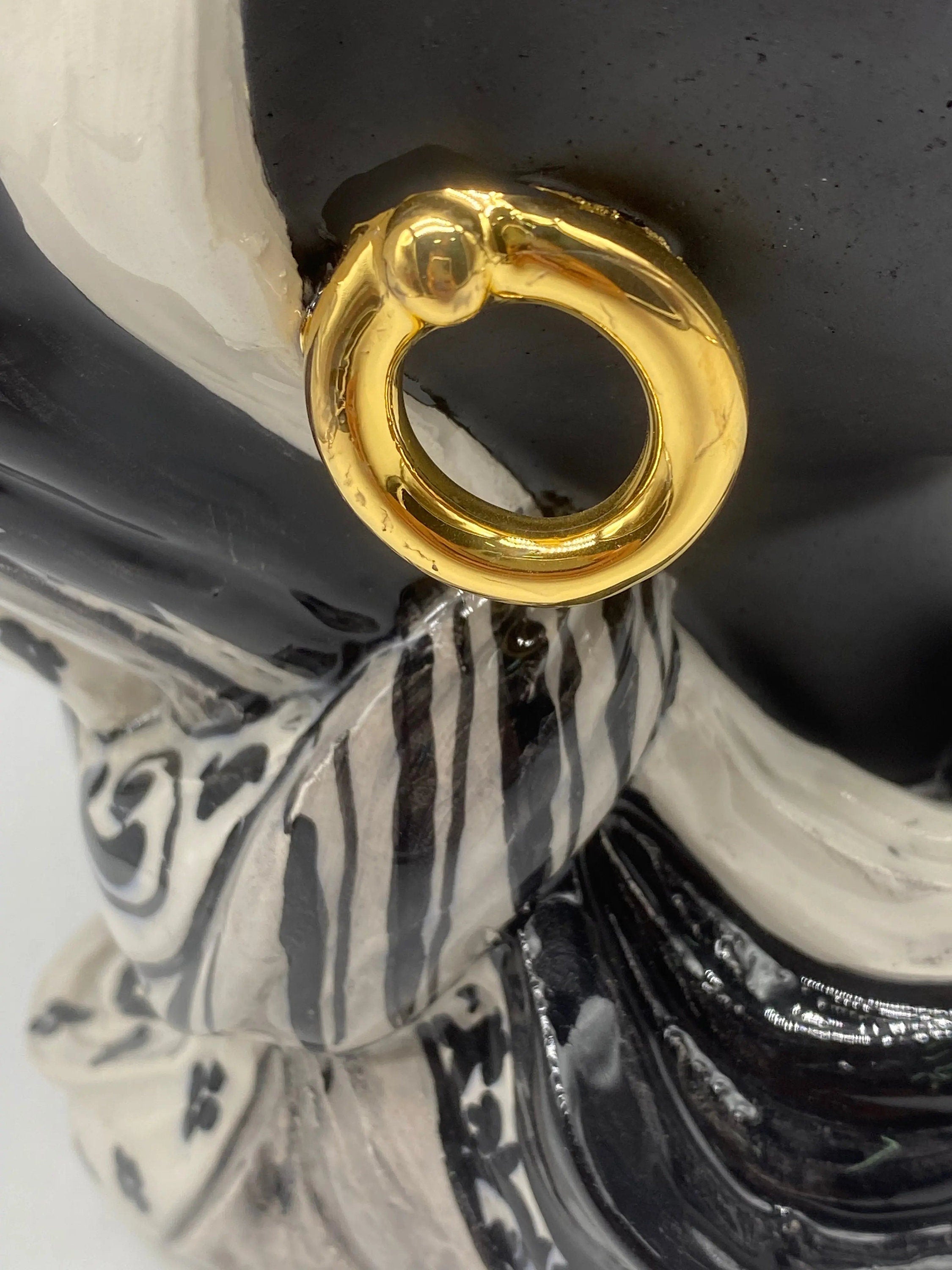 Teste di Moro Anubi Ceramica Caltagirone cm H.29 L.20 Artigianale Decoro n.1 DD CERAMICHE SICILIANE