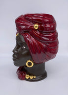 Teste di Moro Anubi Ceramica Caltagirone cm H.29 L.20 Artigianale Bordeaux Marrone Oro DD CERAMICHE SICILIANE