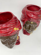 Teste di Moro Anubi Ceramica Caltagirone cm H.29 L.20 Artigianale Bordeaux Marrone Oro - DD CERAMICHE SICILIANE