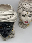 Teste di Moro Anubi Ceramica Caltagirone cm H.29 L.20 Artigianale Grigio Nero Oro DD CERAMICHE SICILIANE