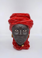Teste di Moro Anubi Ceramica Caltagirone cm H.29 L.20 Artigianale Rosso Marrone Oro DD CERAMICHE SICILIANE