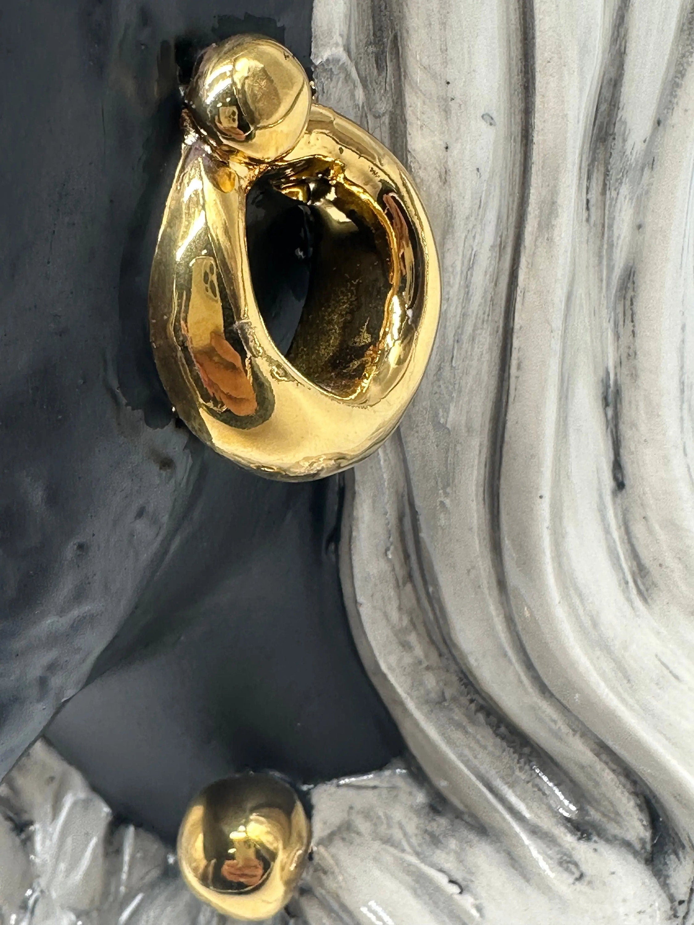 Teste di Moro Anubi Ceramica Caltagirone cm H.29 L.20 Artigianale Grigio Nero Oro DD CERAMICHE SICILIANE