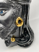 Teste di Moro Anubi Ceramica Caltagirone cm H.40 L.25 Artigianale Nero Oro DD CERAMICHE SICILIANE