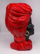 Teste di Moro Anubi Ceramica Caltagirone cm H.40 L.25 Artigianale Rosso Nero Oro DD CERAMICHE SICILIANE