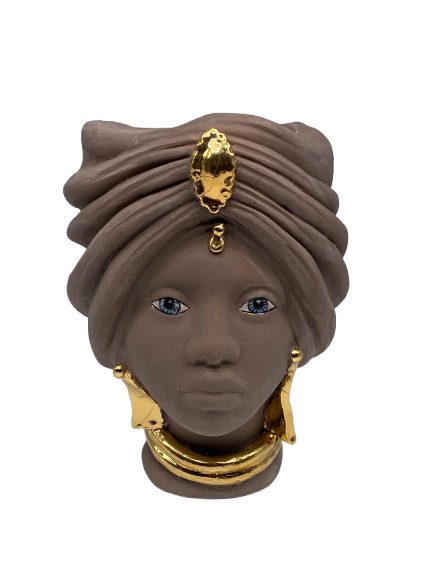 Teste di Moro Atena Ceramica Caltagirone cm H.24 L.18 Artigianale Fango Oro DD CERAMICHE SICILIANE