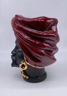 Teste di Moro Atena Ceramica Caltagirone cm H.24 L.18 Artigianale Bordeaux Opaco Oro - DD CERAMICHE SICILIANE