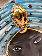 Teste di Moro Atena Ceramica Caltagirone cm H.24 L.18 Artigianale Celeste Pois Nero Oro DD CERAMICHE SICILIANE