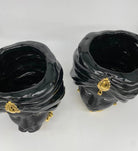 Teste di Moro Atena Ceramica Caltagirone cm H.24 L.18 Artigianale Nero Oro - DD CERAMICHE SICILIANE