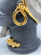 Teste di Moro Atena Ceramica Caltagirone cm H.30 L.23 Artigianale Ghiaccio Nero Oro DD CERAMICHE SICILIANE