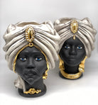 Teste di Moro Atena Ceramica Caltagirone cm H.30 L.23 Artigianale Ghiaccio Nero Oro DD CERAMICHE SICILIANE