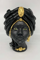 Teste di Moro Atena Ceramica Caltagirone cm H.30 L.23 Artigianale Nero Oro DD CERAMICHE SICILIANE