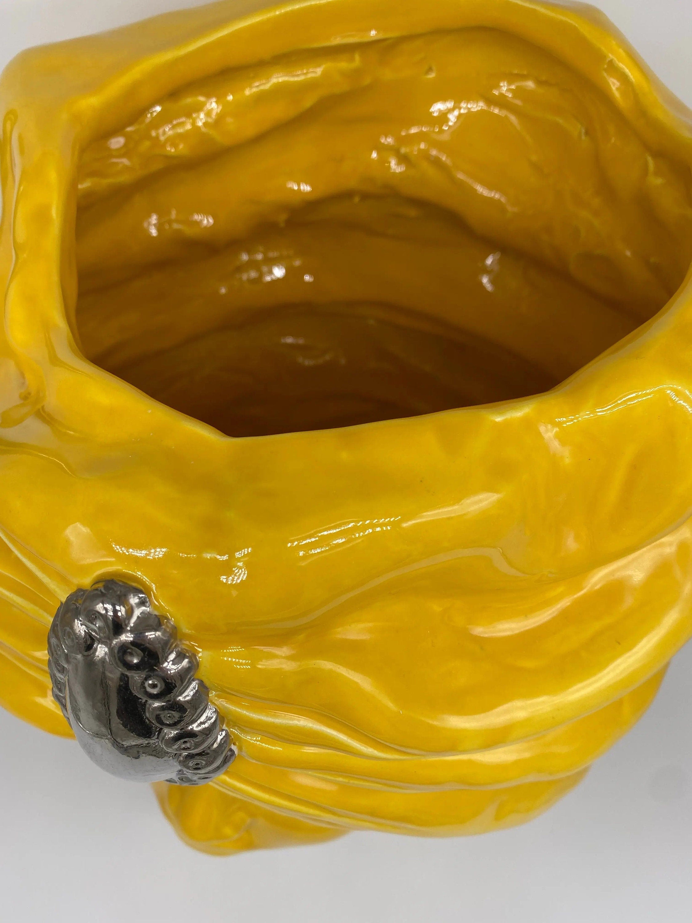 Teste di Moro Atena Ceramica Caltagirone cm H.40 L.28 Artigianale Giallo Platino DD CERAMICHE SICILIANE