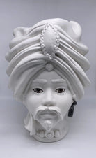 Teste di Moro Atena Ceramica Caltagirone cm H.40 L.28 Artigianale Bianco Opaco DD CERAMICHE SICILIANE