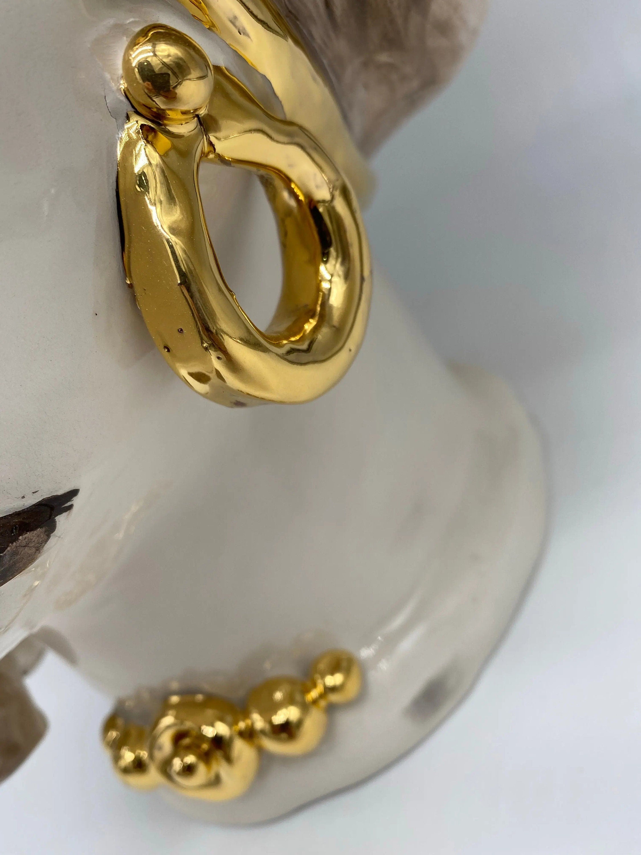 Teste di Moro Atena Ceramica Caltagirone cm H.40 L.28 Artigianale Écru Beige Oro DD CERAMICHE SICILIANE