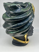 Teste di Moro Atena Ceramica Caltagirone cm H.40 L.28 Artigianale Verde Rame Nero Oro - TESTE DI MORO
