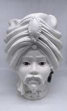Teste di Moro Atena Ceramica Caltagirone cm H.40 L.28 Artigianale Bianco Opaco - DD CERAMICHE SICILIANE