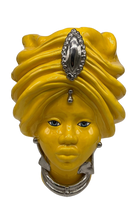 Teste di Moro Atena Ceramica Caltagirone cm H.40 L.28 Artigianale Giallo Platino - DD CERAMICHE SICILIANE