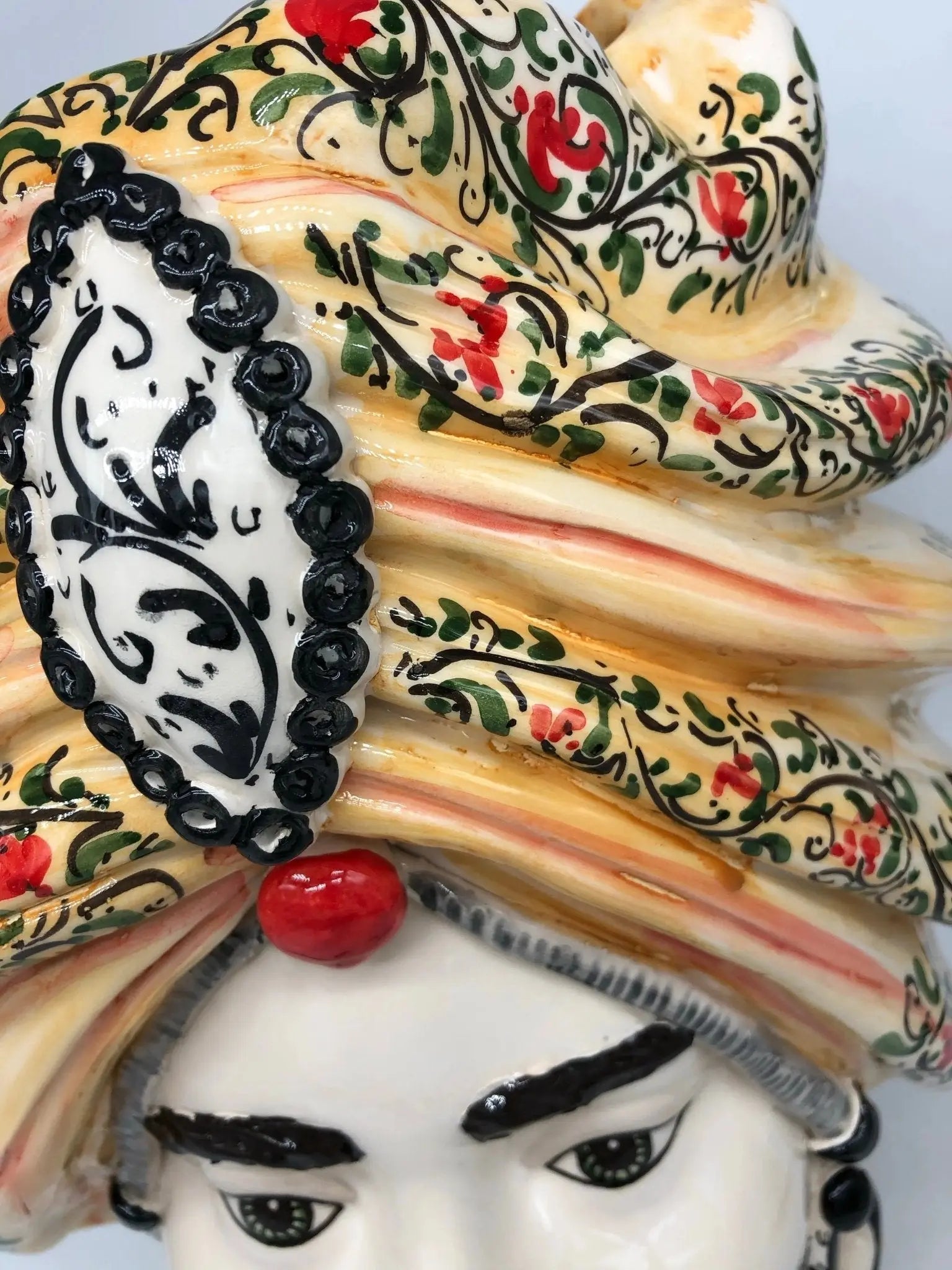 Teste di Moro Atena Ceramica Caltagirone cm H.40 L.28 Artigianale Decoro Floreale - DD CERAMICHE SICILIANE