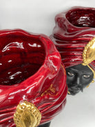 Teste di Moro Atena Ceramica Caltagirone cm H.40 L.28 Artigianale Bordeaux Nero Oro - DD CERAMICHE SICILIANE