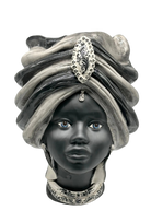 Teste di Moro Atena Ceramica Caltagirone cm H.40 L.28 Artigianale Striscie Grigio Nero - Donna - TESTA DI MORO