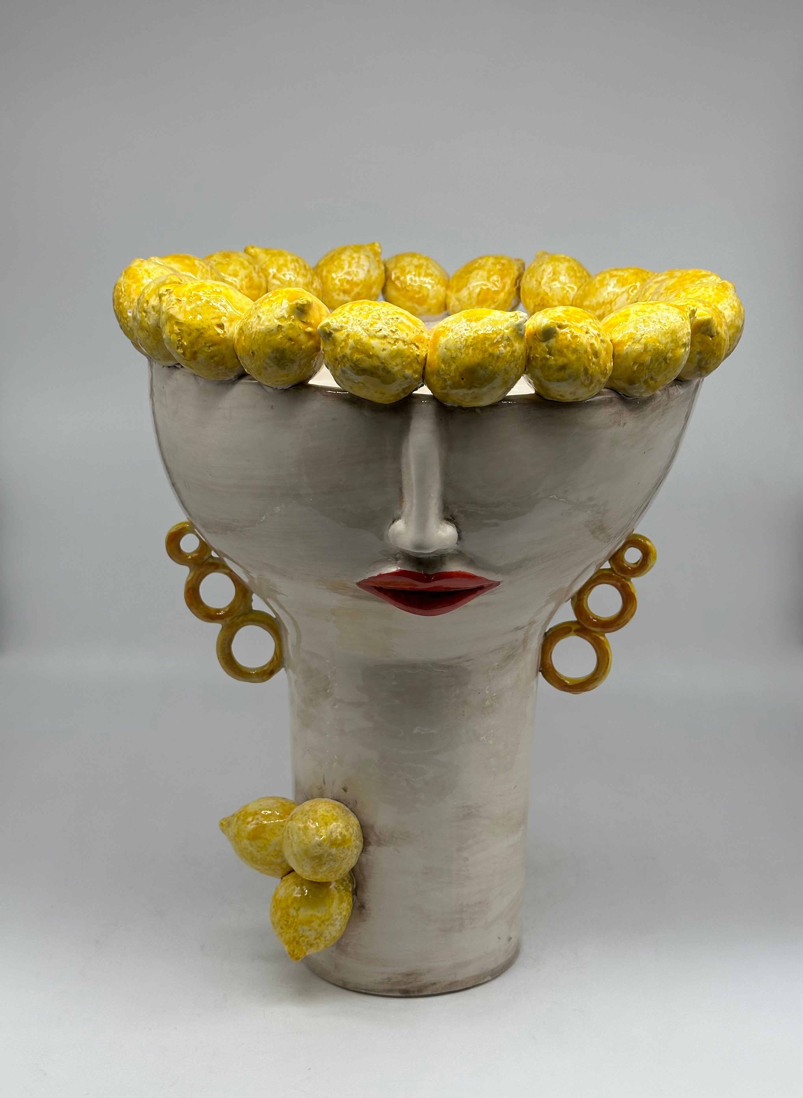 Teste di Moro Citrus Ceramica Caltagirone cm H.35 L.28 Artigianale - Donna - TESTE DI MORO