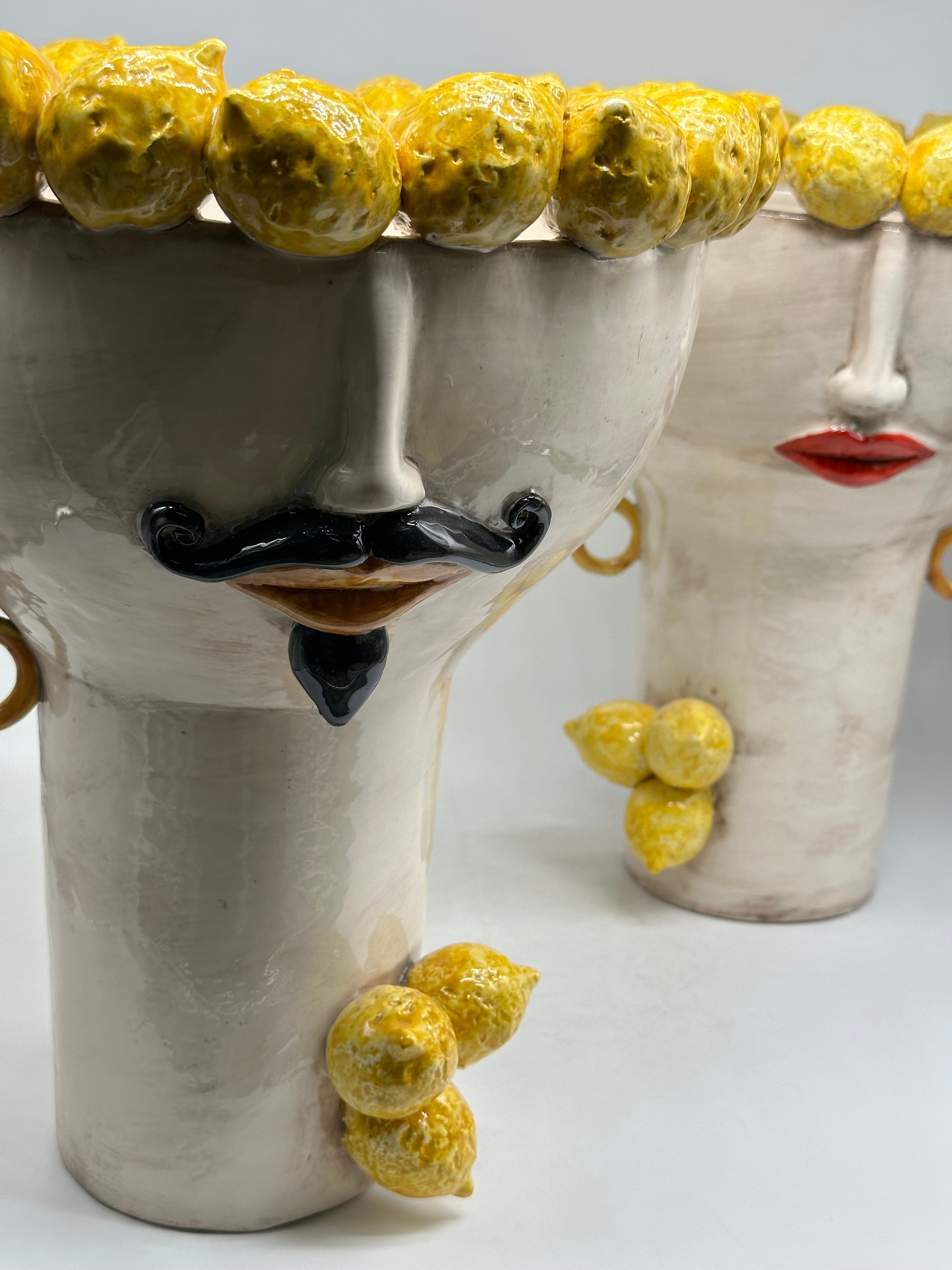 Teste di Moro Citrus Ceramica Caltagirone cm H.35 L.28 Artigianale - TESTE DI MORO