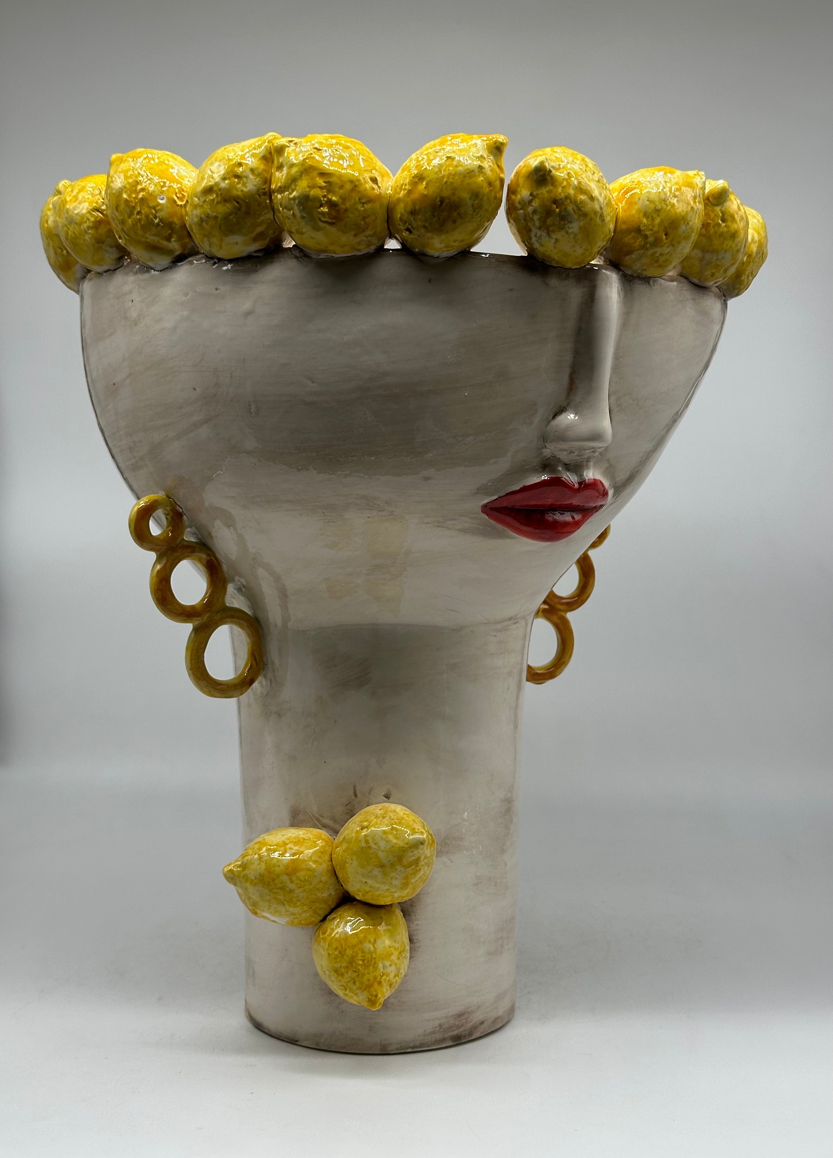 Teste di Moro Citrus Ceramica Caltagirone cm H.35 L.28 Artigianale - TESTE DI MORO