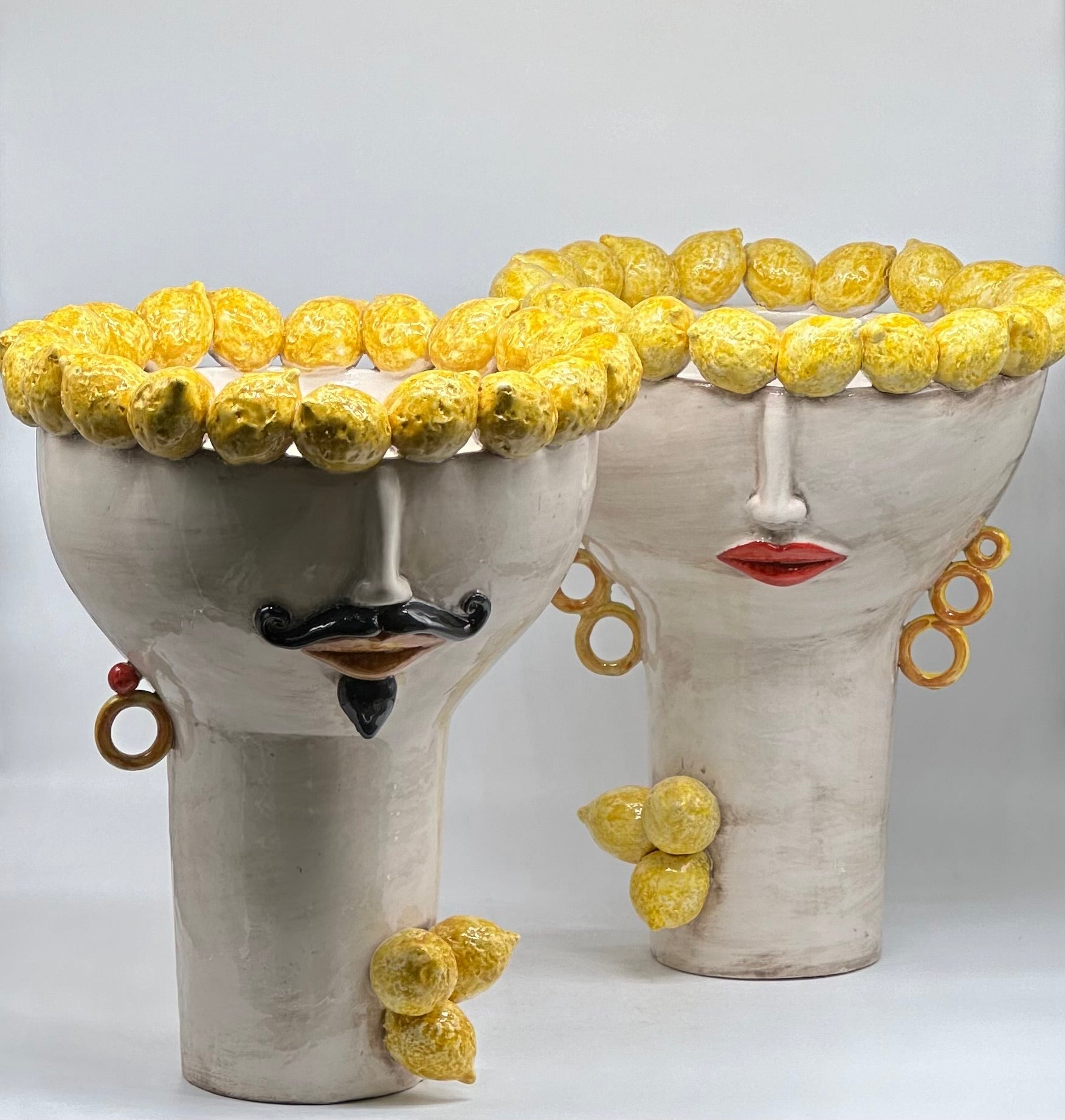 Teste di Moro Citrus Ceramica Caltagirone cm H.35 L.28 Artigianale - TESTE DI MORO