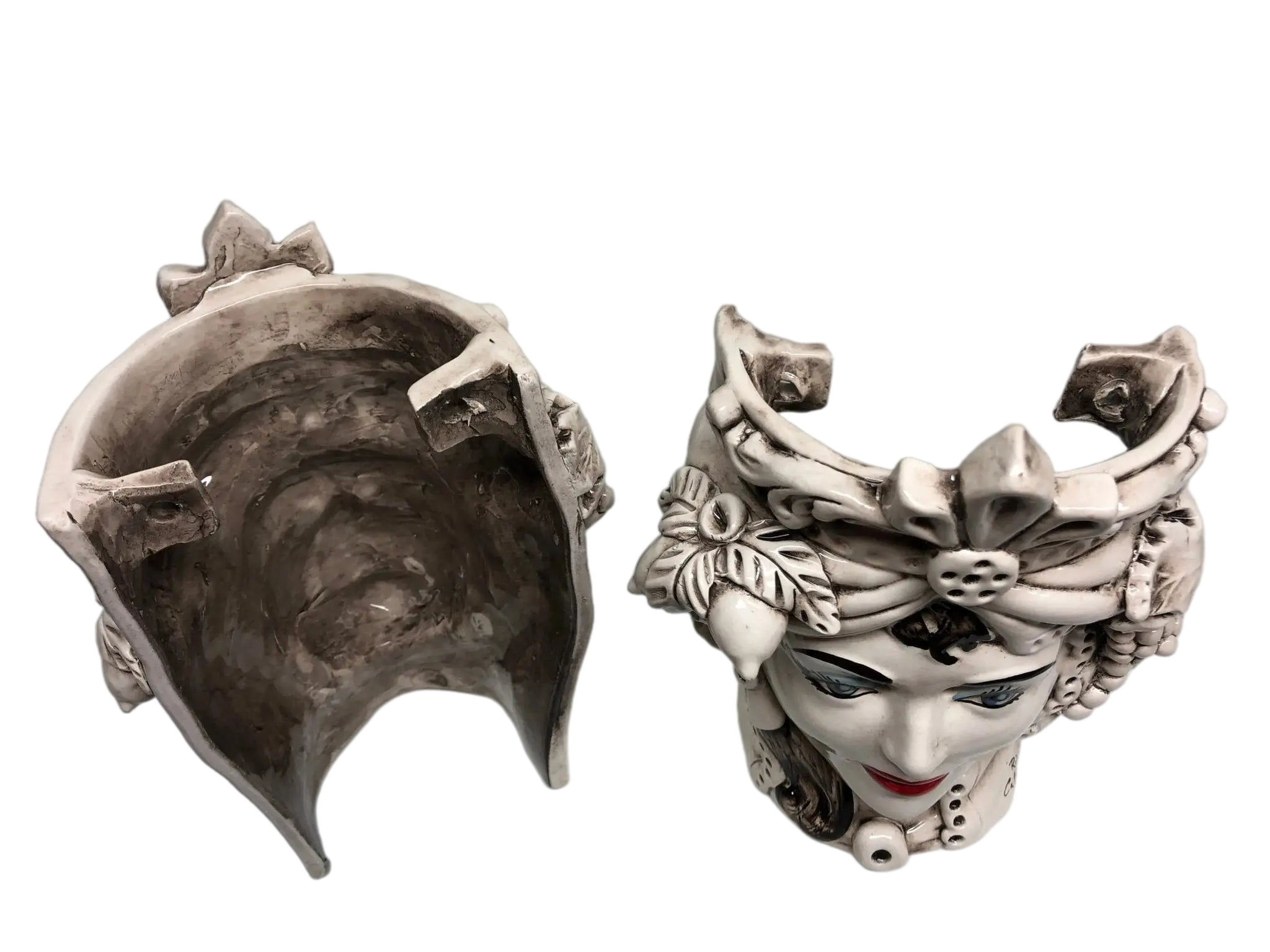 Teste di Moro Classica Applique Ceramica Caltagirone cm H.27 L.20 Effetto Invecchiato - DD CERAMICHE SICILIANE