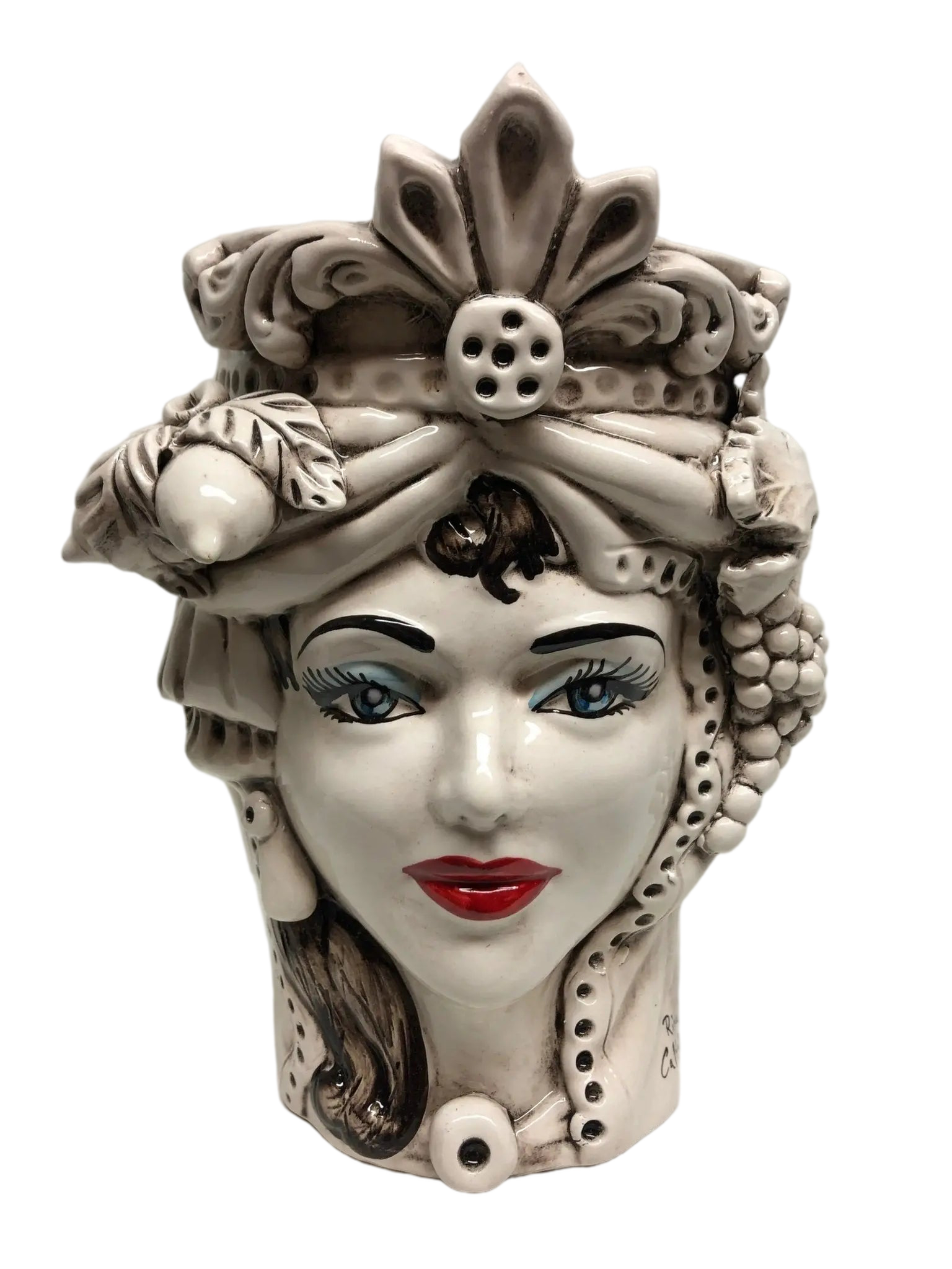 Teste di Moro Classica Applique Ceramica Caltagirone cm H.27 L.20 Effetto Invecchiato - DD CERAMICHE SICILIANE