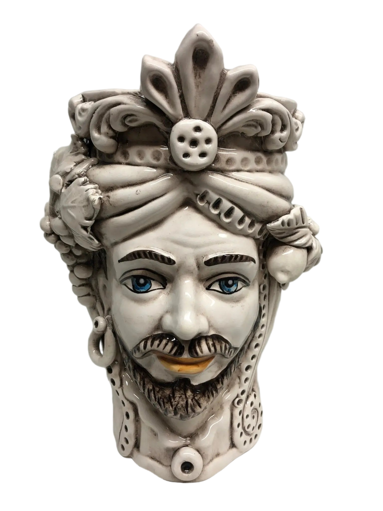 Teste di Moro Classica Applique Ceramica Caltagirone cm H.27 L.20 Effetto Invecchiato - DD CERAMICHE SICILIANE