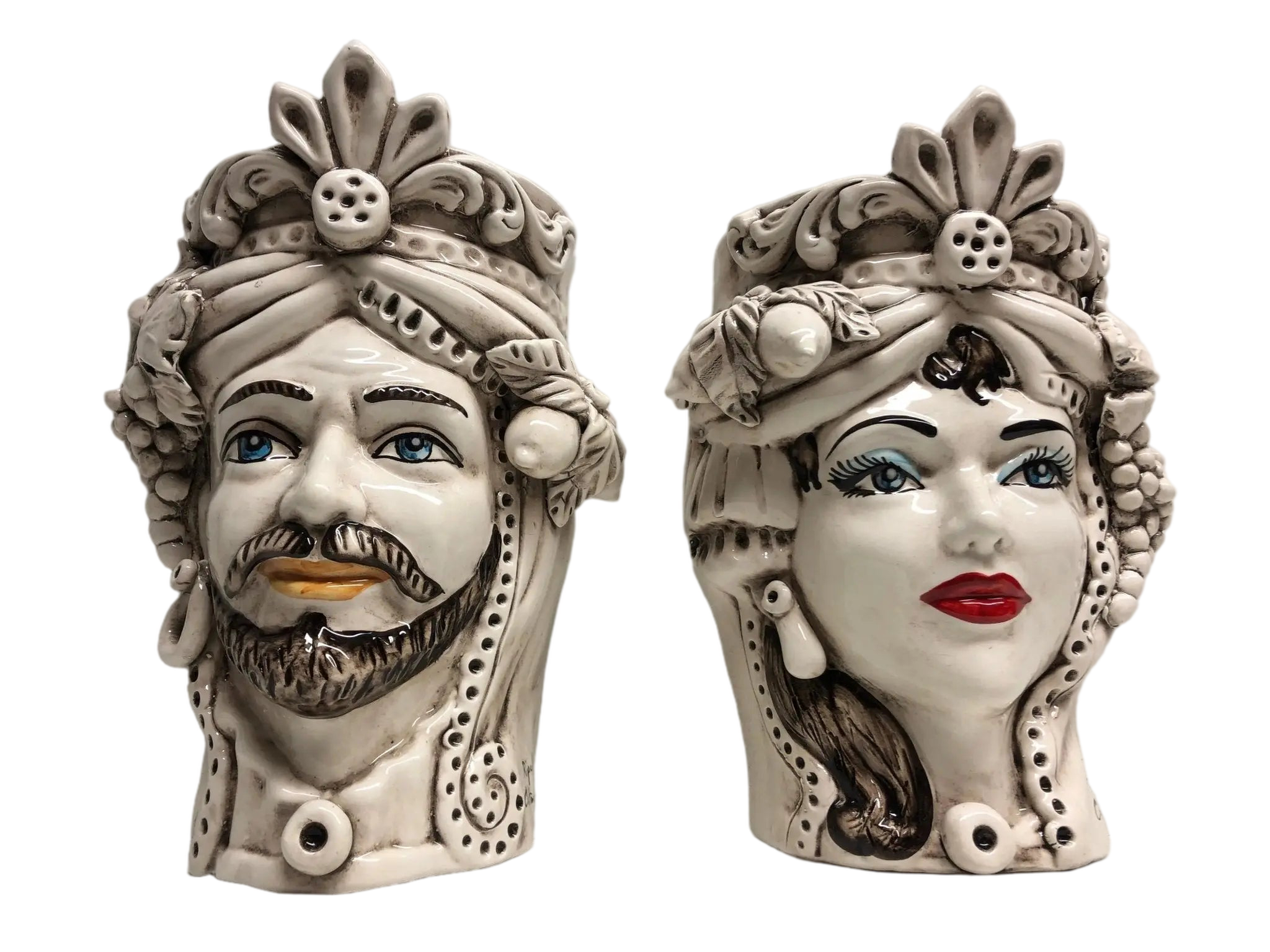 Teste di Moro Classica Applique Ceramica Caltagirone cm H.27 L.20 Effetto Invecchiato - DD CERAMICHE SICILIANE