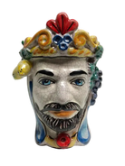 Teste di Moro Classica Ceramica Caltagirone cm H.15 L.12 Artigianale Craquelé - DD CERAMICHE SICILIANE