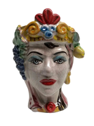 Teste di Moro Classica Ceramica Caltagirone cm H.15 L.12 Artigianale Craquelé - DD CERAMICHE SICILIANE
