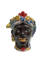 Teste di Moro Classica Ceramica Caltagirone cm H.15 L.12 Artigianale Craquelé - DD CERAMICHE SICILIANE
