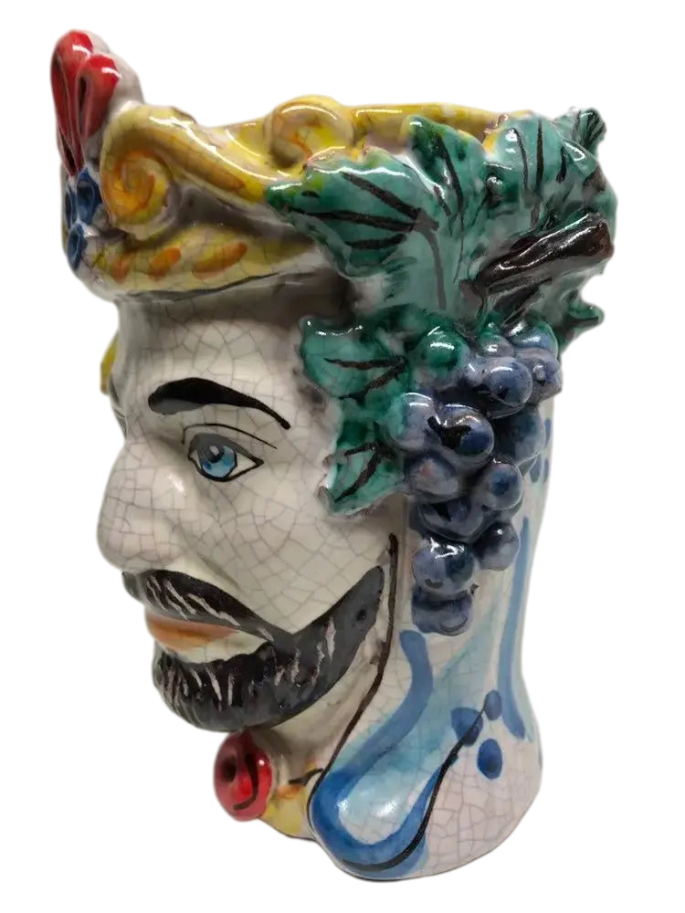 Teste di Moro Classica Ceramica Caltagirone cm H.15 L.12 Artigianale Craquelé - DD CERAMICHE SICILIANE