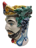 Teste di Moro Classica Ceramica Caltagirone cm H.15 L.12 Artigianale Craquelé - DD CERAMICHE SICILIANE