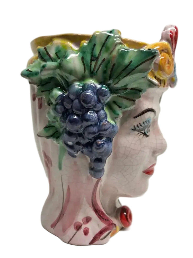Teste di Moro Classica Ceramica Caltagirone cm H.15 L.12 Artigianale Craquelé - DD CERAMICHE SICILIANE