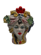 Teste di Moro Classica Ceramica Caltagirone cm H.20 L.13 Artigianale Craquelé DD CERAMICHE SICILIANE