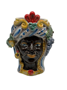 Teste di Moro Classica Ceramica Caltagirone cm H.20 L.13 Artigianale Craquelé DD CERAMICHE SICILIANE