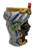 Teste di Moro Classica Ceramica Caltagirone cm H.20 L.13 Artigianale Craquelé DD CERAMICHE SICILIANE
