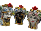 Teste di Moro Classica Ceramica Caltagirone cm H.20 L.13 Artigianale Craquelé DD CERAMICHE SICILIANE
