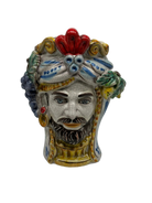 Teste di Moro Classica Ceramica Caltagirone cm H.20 L.13 Artigianale Craquelé DD CERAMICHE SICILIANE