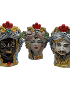 Teste di Moro Classica Ceramica Caltagirone cm H.20 L.13 Artigianale Craquelé DD CERAMICHE SICILIANE