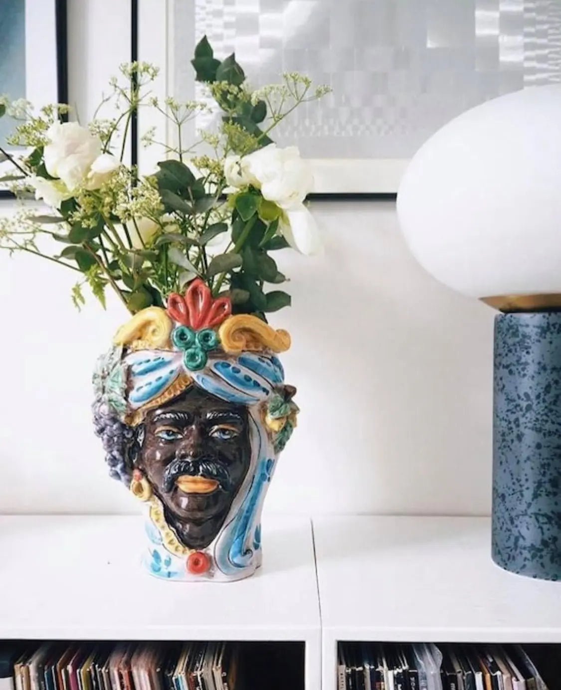 Teste di Moro Classica Ceramica Caltagirone cm H.27 L.20 Artigianale Craquelé - DD CERAMICHE SICILIANE