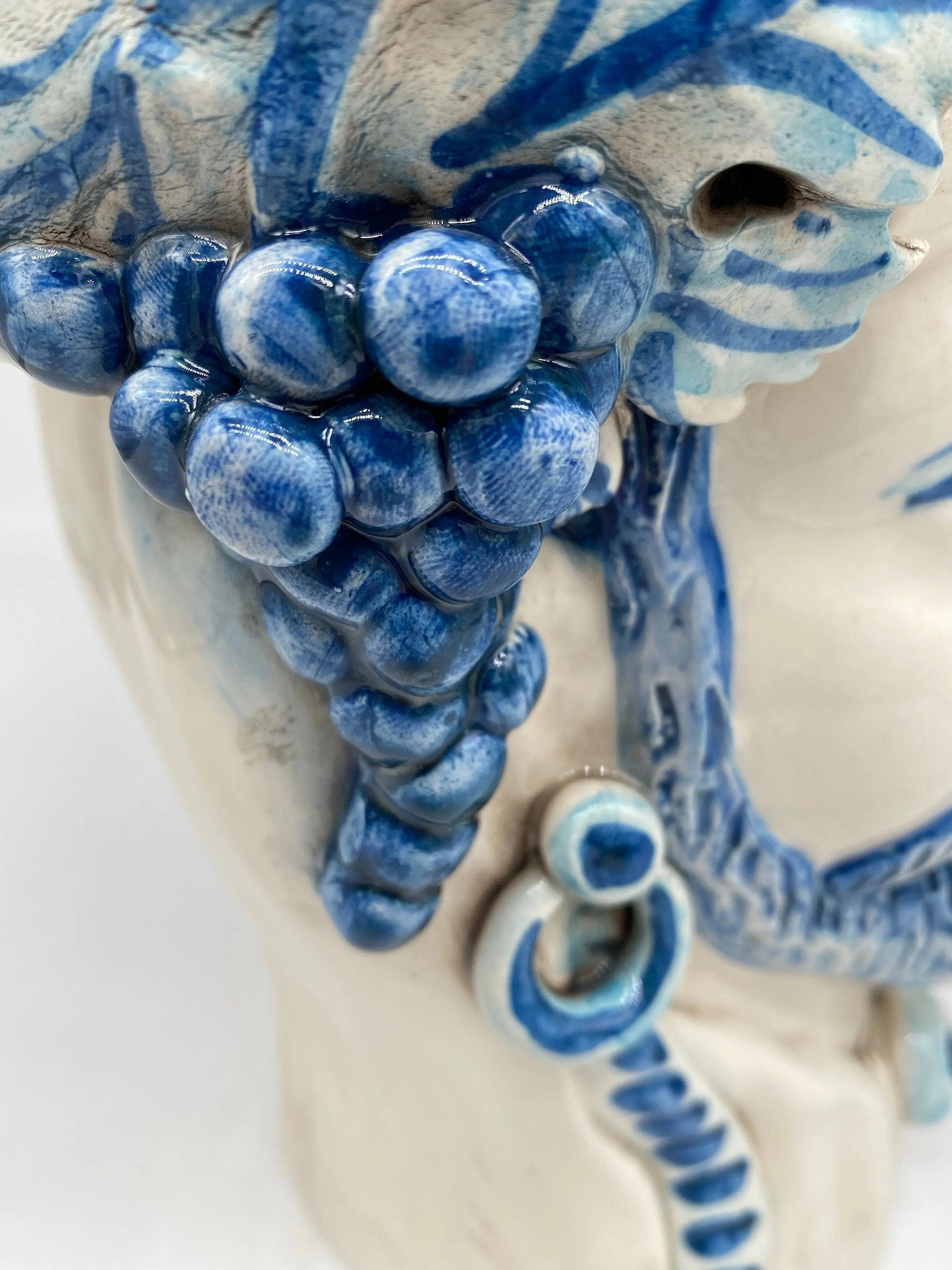 Teste di Moro Classica Ceramica Caltagirone cm H.27 L.20 Artigianale Bianco Blu DD CERAMICHE SICILIANE