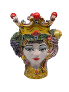 Teste di Moro Classica Ceramica Caltagirone cm H.33 L.23 Artigianale Craquelé - DD CERAMICHE SICILIANE
